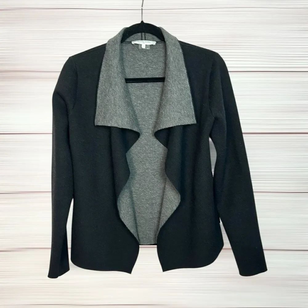Gerard Darel Knit Cardigan Jacket Wool Blend Black Grey Open Front size 1 US S